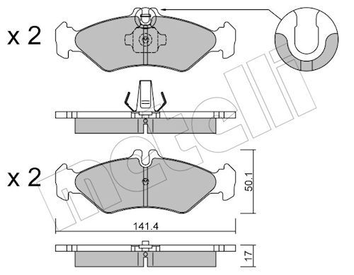 METELLİ 22-0571-0 | Fren Balatası Arka-0Wa Kulaklı-VW Lt 97-07 Mercedes Sprinter 95-06