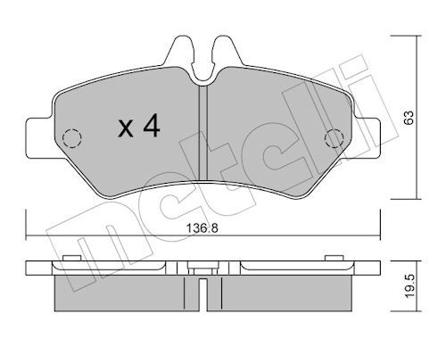 METELLİ 22-0672-0 | Arka Fren Balatası-Tek Teker-(VW Crafter 06-16 Mercedes Sprinter 06-16)