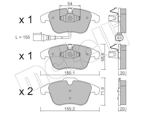 METELLİ 22-0675-1 | Ön Fren Balatası-Kablolu-(VW Passat 13-15 Tiguan 08-18 Audi Q3 12-18)