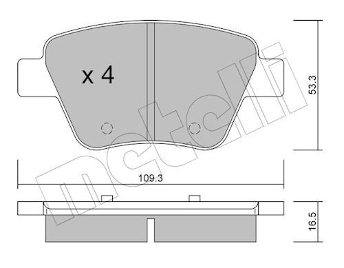 METELLİ 22-0889-0 | Arka Fren Balatası-(VW Caddy 11-15 Golf 09-13 Passat 13-15 Seat Leon 06-13 Skoda Octavia 09-13)