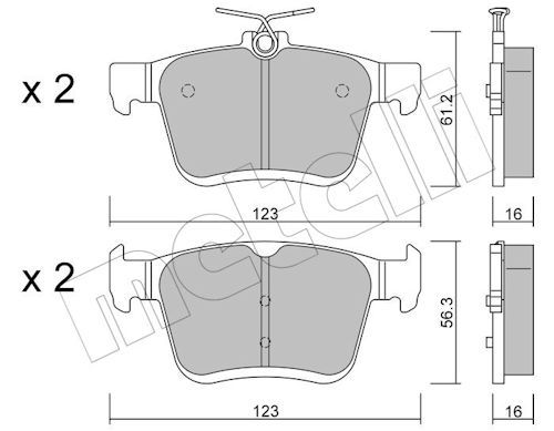 METELLİ 22-0951-0 | Arka Fren Balatası VW Golf 13-Passat 14-Audi A3 12-Seat Leon 13-Skoda Superb 15 -