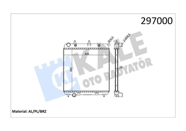 KALE RADYATÖR 2049011AB | Su Radyatörü Brazing (Peugeot:206 / 207 / 1007 1.4 HDI-Citroen C2 / C3 / C3 II 1.4 HDI)