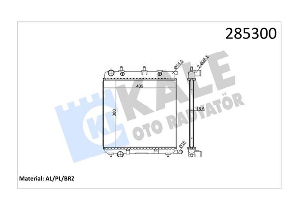 KALE 2067011AB | Su Radyatörü Al / Brz (Peugeot: 207 1007 1.4 / 1.6 16V 05-/ Citroen C2 C3 1.1 1.4 1.6 02= >) (At / Mt)
