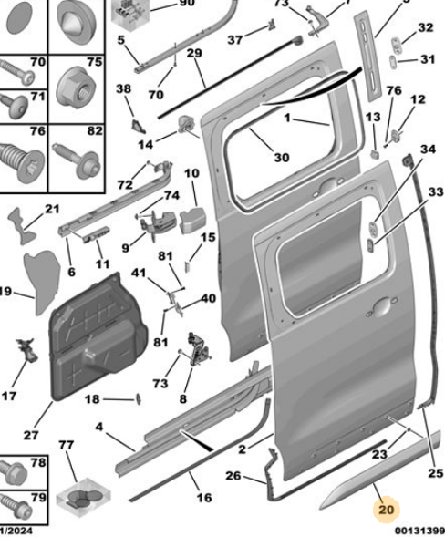 EUROSTAMP 980874921T | Sağ Sürgülü Kapı Bandı Zafira Life Astarlı