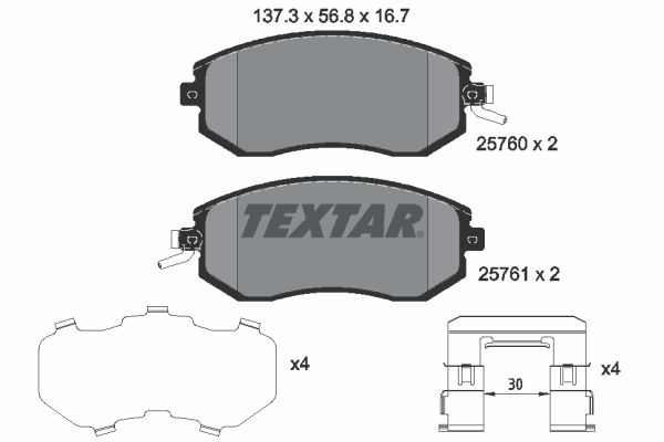 TEXTAR 2576001 | Fren Balatası Brz / Gt-86 / Impreza / Forester / Legency Ön