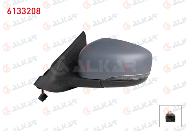 ALKAR 6133208 | Dış Dikiz Aynası Sol Astarlı Elektrikli Sinyalli 5 Pin Dacia Sprıng 2020 -