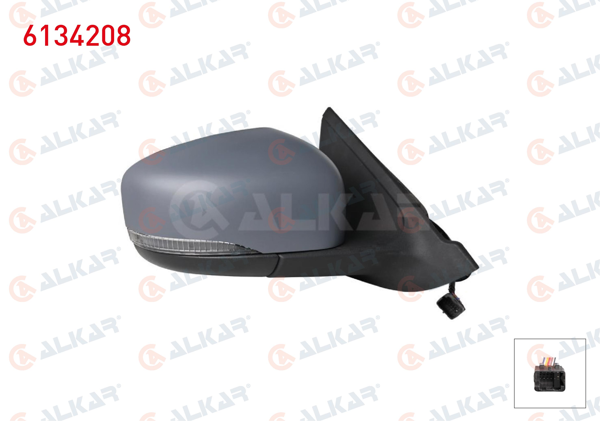 ALKAR 6134208 | Dış Dikiz Aynası Sağ Astarlı Elektrikli Sinyalli Sıcaklık Sensörlü 7 Pin Dacia Sprıng 2020 -