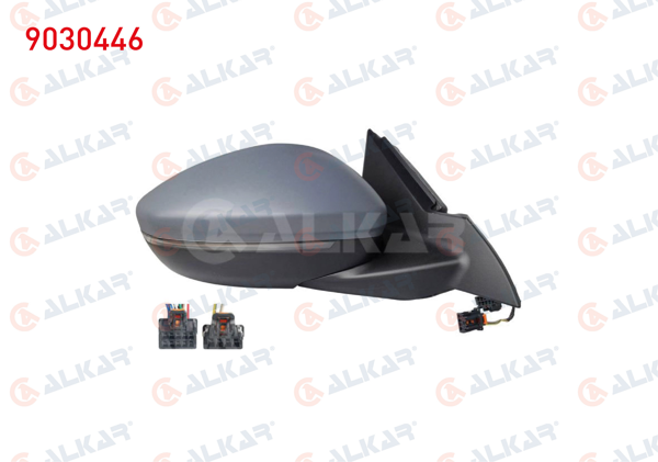 ALKAR 9030446 | Dış Dikiz Aynası Sağ Elektrikli Isıtmalı Astarlı Otomatik Katlanır Sinyalli Sensörlü Alt Aydınlatmalı Kör Noktalı 10 + 4 Pin Opel Mokka 2020 -