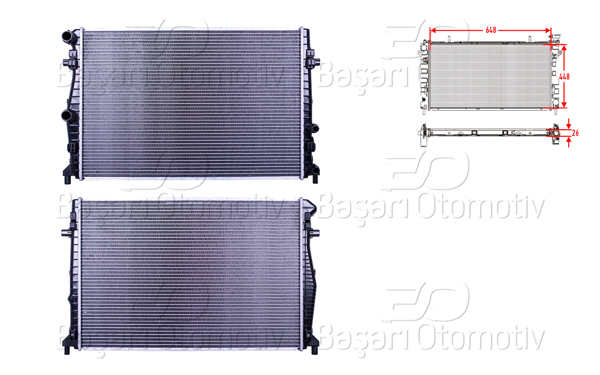 WISCO 1114129-00 | Su Radyatörü Brazing Mt-At 648X448x26 mm Audi A3 VW Golf7 Touran 1.2 1.6 12 >