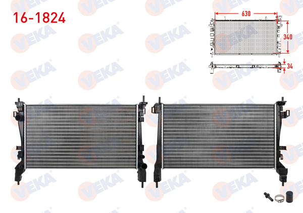 VEKA 16-1824 | Su Radyatörü Mekanik Fiat Fiorino (225) 1.3 Mjt M-T 2007 -