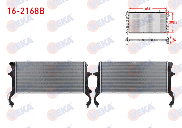VEKA 16-2168B | Su Radyatörü Brazing Hyundai i30 1.6 CRDI M-T 2016-/ Elantra 1.6 CRDI M-T 2016 -