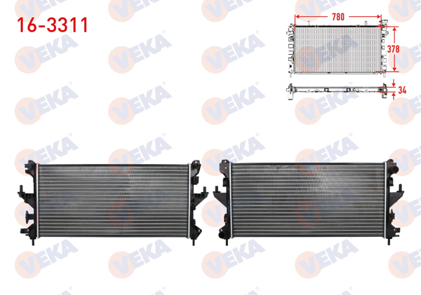 VEKA 16-3311 | Su Radyatörü Mekanik Fiat Ducato (250) 2.2 Mjt M-T (Intercooler Baglantısı Kalın) 2006-2014