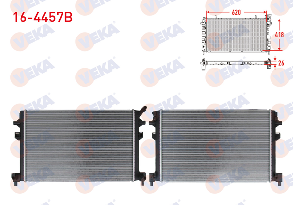 VEKA 16-4457B | Ek Su Radyatörü Brazing Golf VIII 1.5 Etsı 19-/ Passat 1.4 TSI-1.6 TDI-2.0 TDI 14-/ Tiguan 1.4Tsı-1.5 TSI-1.6 TDI 2.0 TDI 16-/ Leon 1.0 TSI-1.4 TSI-1.5 Etsı 13-23 / A3 1.5 TFSI-35 TFSI 13-23