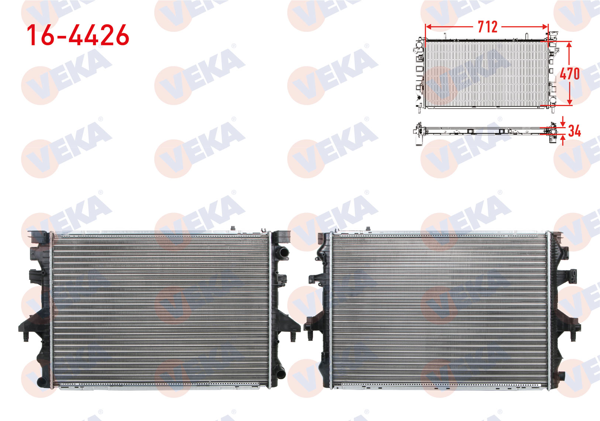 VEKA 164426 | Su Radyatörü Transporter V (7Ha,7Hh,7Ea,7Eh) 2.5 TDI