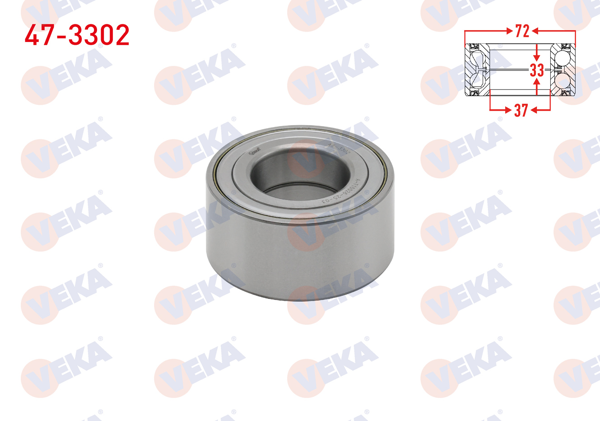 VEKA 47-3302 | On Tekerlek Rulmanı Sol-Sağ 37×72X33 Peugeot 206 1.4İ-16İ-1.4 HDI 1998-2006 / 106 II 1.4İ 1996-2002 / 306 1.4İ-1.6İ 1993-2002 / C2 1.4-1.6-1.4 HDI 2003-2009 / C3 1.4 HDI 2002-2009 / Saxo 1.4 1996-2004
