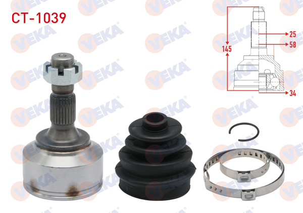 VEKA CT-1039 | Aks Kafası Sol-Sağ On Dıs Peugeot 307 (3A / C) 1.4 HDI 25×34X58 Uzunluk 145 mm 2000-2007