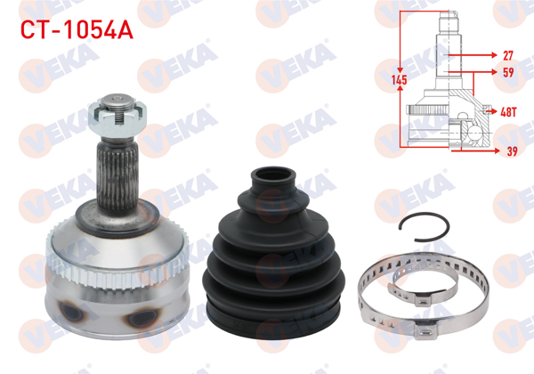 VEKA CT-1054A | Aks Kafası Sol-Sağ On Dıs Fiat Scudo (220P) 1.9 TD ABS li 48 Dıs 27×39X59 Uzunluk 145 mm 1996-2006