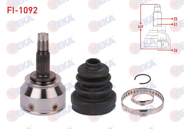 VEKA FI-1092 | Aks Kafası Sol-Sağ On Dıs Fiat Doblo (152,263) 1.6 Mjt 25×26X51 Uzunluk 149 mm 2010 -