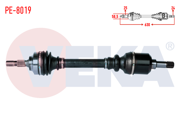 VEKA PE-8019 | Komple Aks Sol Ön Peugeot 307 (3A / C) 1.4 HDI Be Şanzıman Uzunluk 630mm 2000-2007