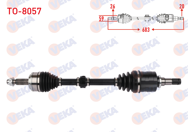 VEKA TO-8057 | Komple Aks Sol Ön Uzunluk 683mm Toyota C-Hr 1.2 2016 -