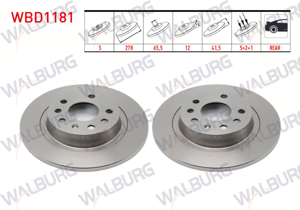 WALBURG WBD1181 | Fren Diski Opel Vectra C (Havasız) Arka | 2 Adet
