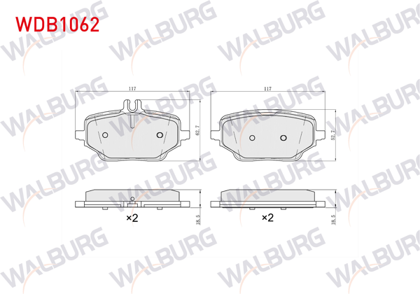 WALBURG WDB1062 | Fren Balata Arka 18,8mm Mercedes Gle (V167) 2018-/ Gle Coupe (C167) 2019 -