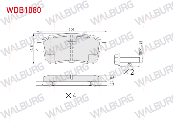 WALBURG WDB1080 | Fren Balata Arka Ikazlı 16mm Renault Captur II 2020-/ Zoe 2012 -