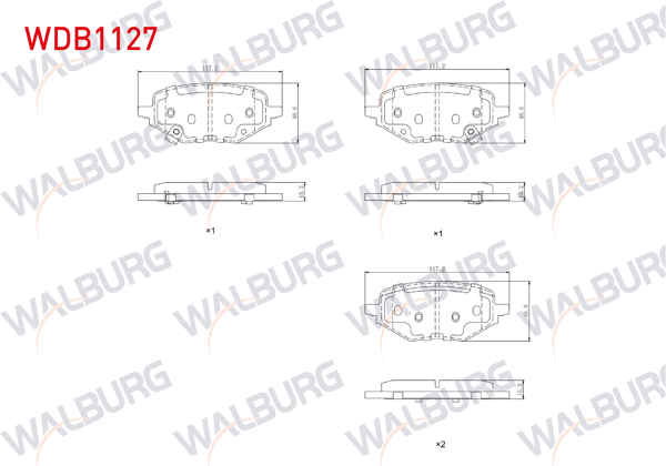 WALBURG WDB1127 | Fren Balata Arka Ikazlı Mg Zs-Zs Ev 2019 -