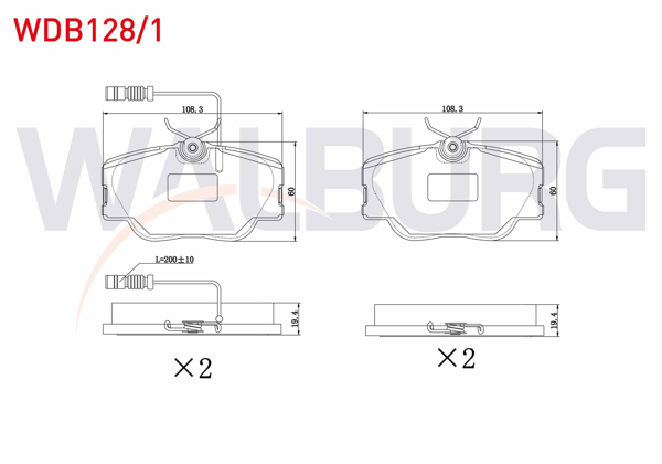 WALBURG WDB128/1 | Fren Balata Ön Fişli Mercedes E Serisi (W124) E 200 D 1993-1995 / E Serisi (W124) E 200 1993-1995 / E Serisi (W124) E 250 D 1993-1995