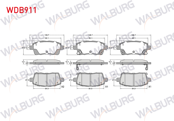 WALBURG WDB911 | Fren Balata Arka Ikazlı Chery Tıggo 7 Pro 2023 -
