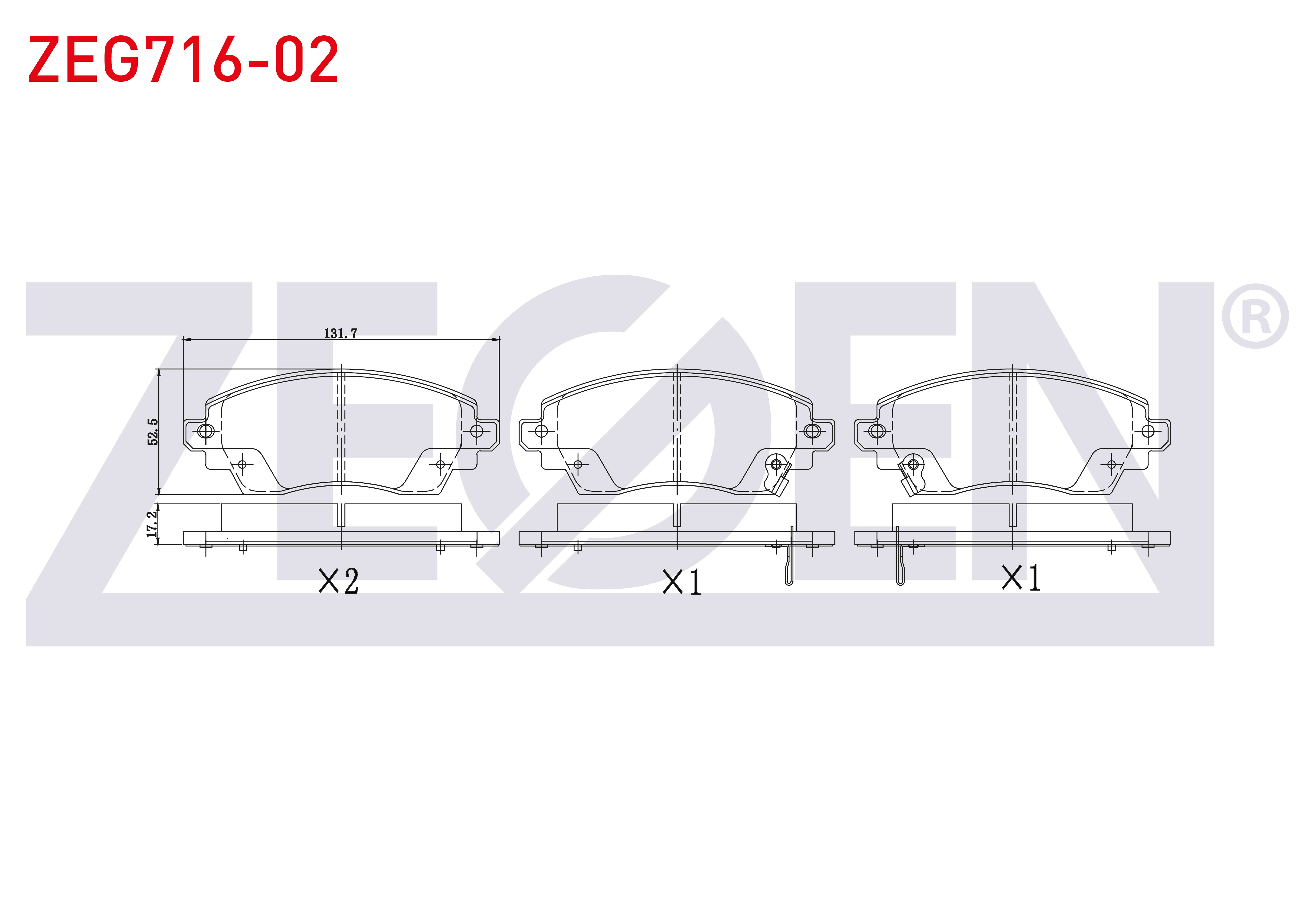 ZEGEN ZEG716-02 | Fren Balata Ön Ikazlı Toyota Corolla (_E11_) 1.4İ 1997-2002 / Corolla (_E11_) 1.6İ 1997-2002 / Corolla (_E11_) 2.0 D 1997-2002 / Corolla (_E11_) 2.0 D-4D 1997-2002