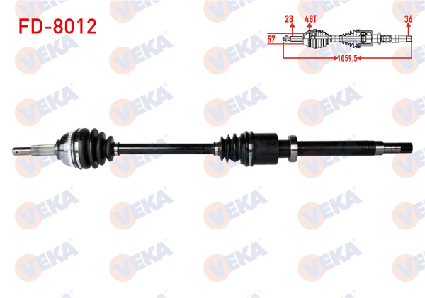 VEKA FD-8012 | Komple Aks Sağ On Ford Transit (Fa_ _) 2.4 TDCI ABS li 48 Dıs Uzunluk 1059,5mm 2000-2006