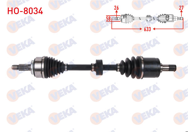 VEKA HO-8034 | Komple Aks Sol Ön Uzunluk 633mm Honda Civic 1.6 M-T 2005-2012