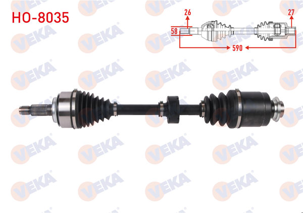 VEKA HO-8035 | Komple Aks Sağ On Uzunluk 590mm Honda Civic 1.6 M-T 2005-2012