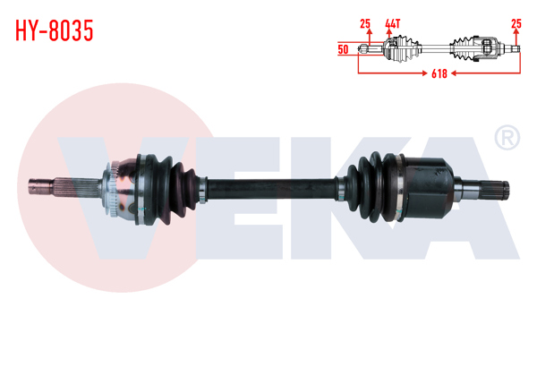 VEKA HY-8035 | Komple Aks Sol Ön Hyundai Accent Admıre 1.5 CRDI 3 Pıstonlu ABS li 44 Dıs Uzunluk 618mm 2003-2006