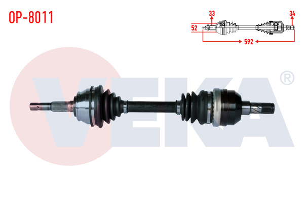 VEKA OP-8011 | Komple Aks Sol Ön Opel Vectra A 1.8 Uzunluk 592mm 1988-1995