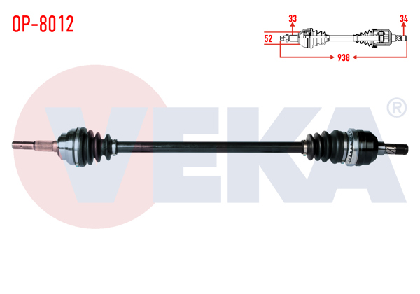 VEKA OP-8012 | Komple Aks Sağ On Opel Vectra A 1.8 Uzunluk 938mm 1988-1995
