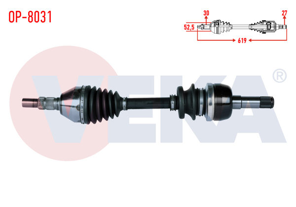 VEKA OP-8031 | Komple Aks Sol-Sağ On Opel Insignia 2.0 CDTI (A20dth) A-T Uzunluk 619mm 2008 -