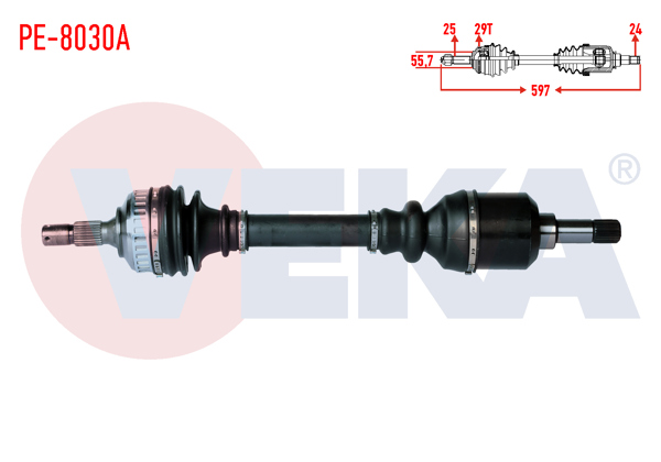 VEKA PE-8030A | Komple Aks Sol Ön Peugeot Partner (5,5F) 2.0 HDI ABS li 29 Dıs Uzunluk 597 mm 1996-2008