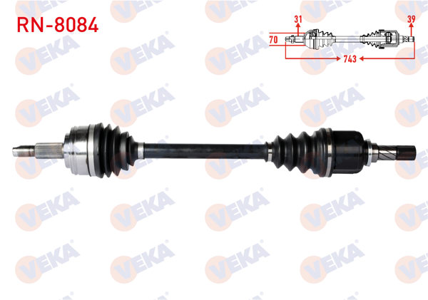 VEKA RN-8084 | Komple Aks Sol Ön Renault Master III (Fv) 2.3 DCI 6 Vites Uzunluk 743mm 2010 -