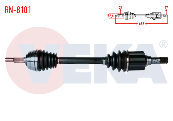 VEKA RN-8101 | Komple Aks Sol Ön Uzunluk 652mm Dacia Duster 1.5 DCI 4X4 2012 -