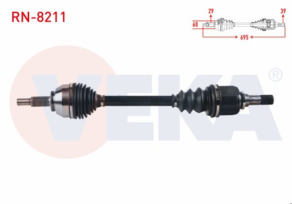 VEKA RN-8211 | Komple Aks Sol Ön Uzunluk 695 mm Renault Traffic III 1.6 DCI 2014-/ Opel Vivaro C 1.6 CDTI-2.0 CDTI 2019 -