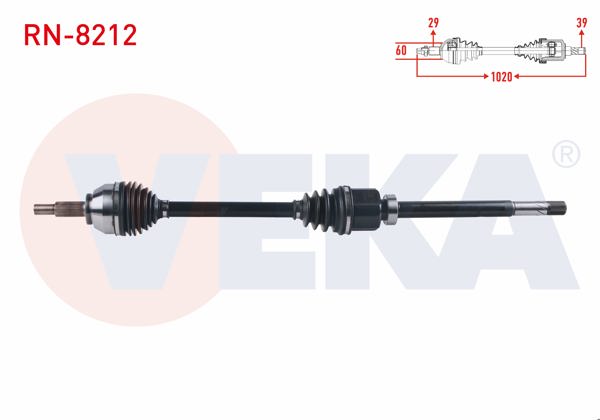 VEKA RN-8212 | Komple Aks Sağ On Uzunluk 1020 mm Renault Traffic III 1.6 DCI 2014-/ Opel Vivaro C 1.6 CDTI-2.0 CDTI 2019 -