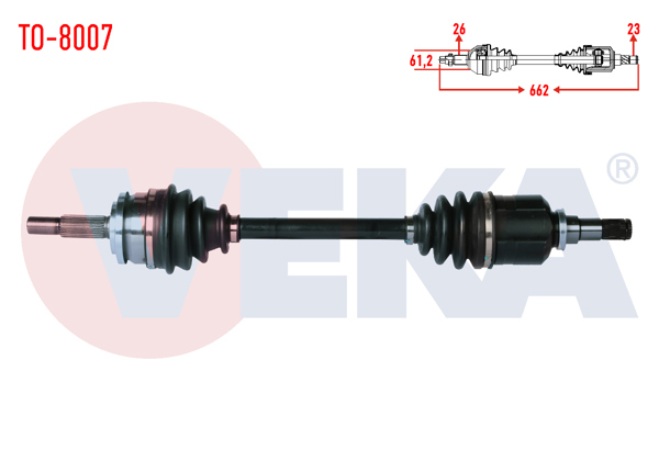 VEKA TO-8007 | Komple Aks Sol Ön Toyota Corolla (E15_) 1.6 Vvt-I Uzunluk 662mm 2007-2012