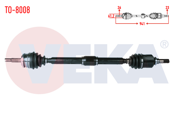 VEKA TO-8008 | Komple Aks Sağ On Toyota Corolla (E15_) 1.6 Vvt-I Uzunluk 941mm 2007-2012