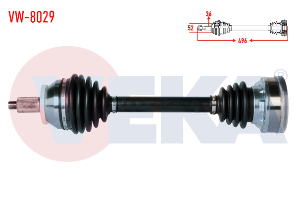 VEKA VW-8029 | Komple Aks Sol Ön Volkswagen Polo (6R,6C) 1.6 Tdı (Caya-Cayb-Cayc) M-T Uzunluk 496mm 2009 -
