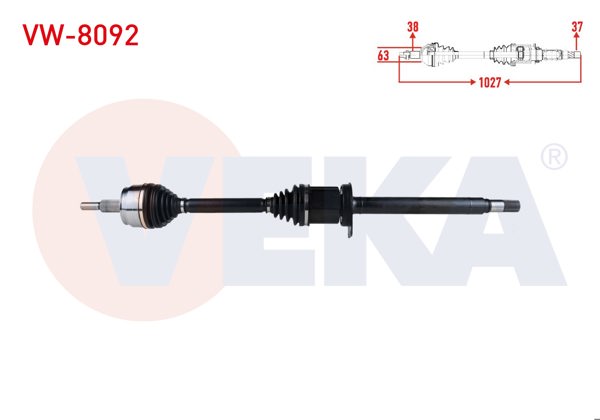 VEKA VW-8092 | Komple Aks Sağ On Volkswagen Transporter VI 2.0 TDI 140 Hp A-T Uzunluk 1027mm 2009 -