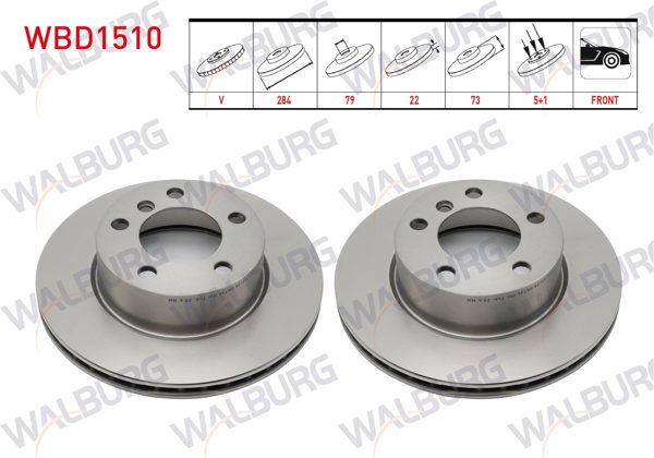 WALBURG WBD1510 | Fren Diski Ön Havalı 5 Bjn 284X22x79x73 BMW 1 Serisi (E81) 116 D 2004-2012 | 2 Adet