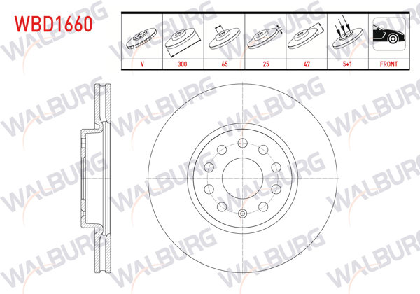 WALBURG WBD1660 | Fren Diski Ön Havalı 5 Bjn 300X25x65x47 Mg Zs Suv Ev (Csa7001) 2019-| 2 Adet