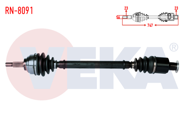 VEKA RN-8091 | Komple Aks Sağ On Renault Laguna I (B56,556) 1.6İ Uzunluk 747mm 1993-2001